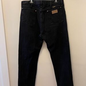 Wrangler Men's 38x34 Straight Relaxed Black Denim Jeans